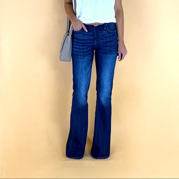 New Kan Can Flared Dark Denim Jeans - Picture 4 of 7